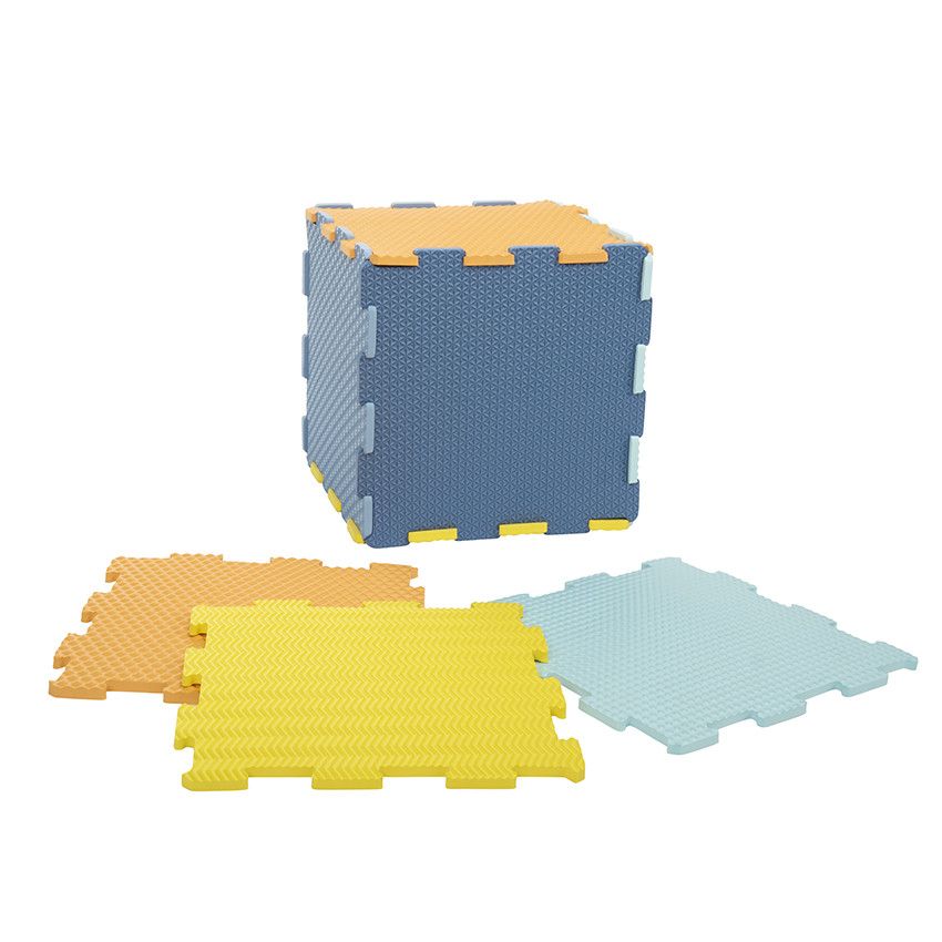 Tapis de dalles en mousse texturées 90 x 90 cm - Ecru