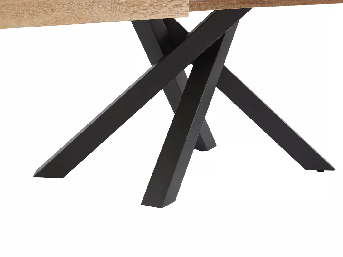 Table à manger extensible 6 à 10 personnes en MDF et métal - Naturel et noir - CATONAV