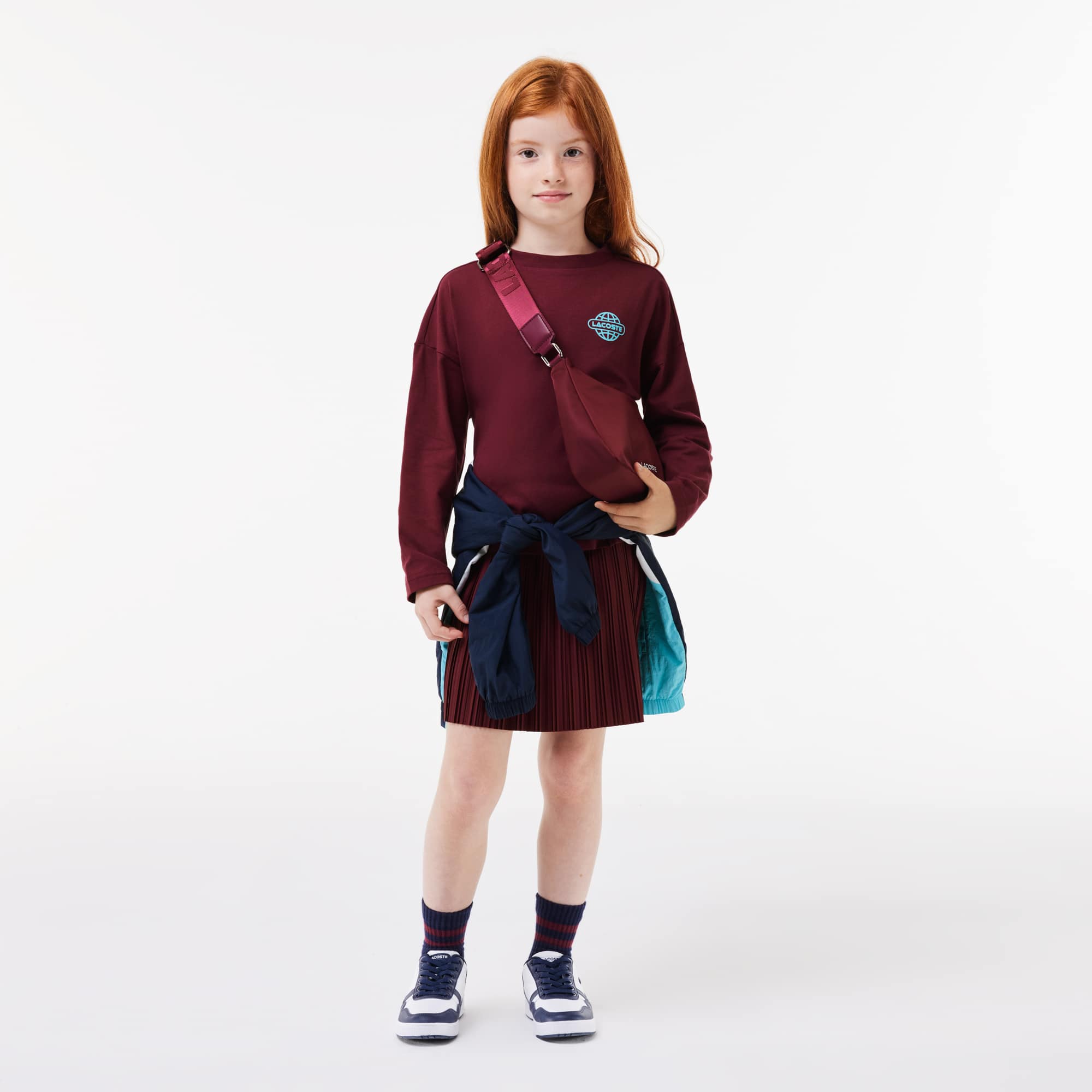 T-shirt avec imprimé en jersey épais de coton Hauts - Rouge - Lacoste - Fille