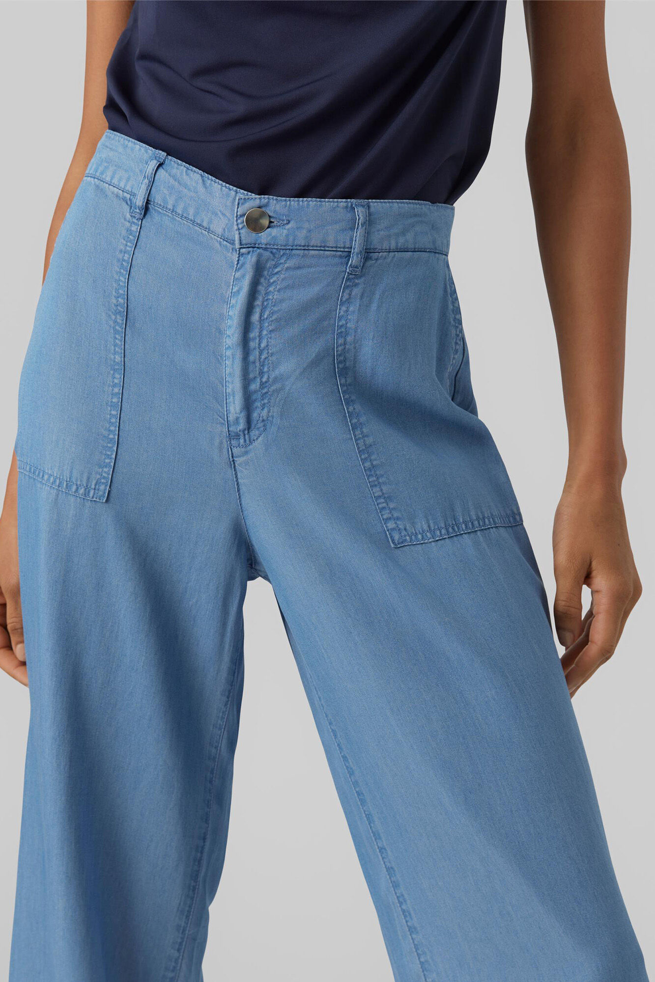 Calça jeans fluida - Azul