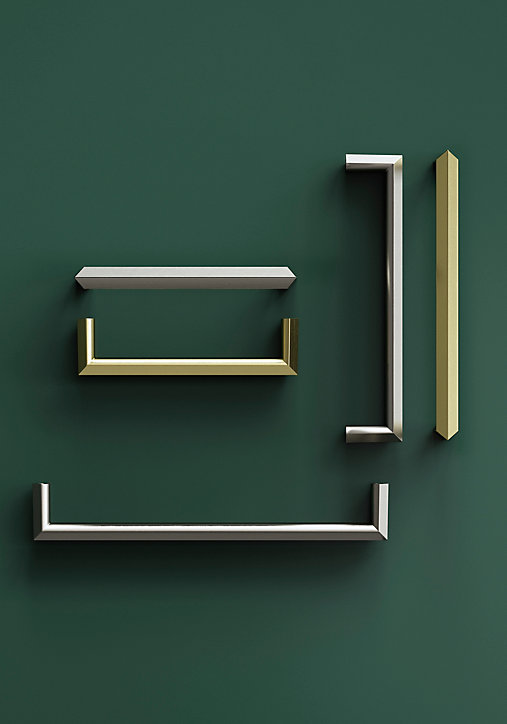 Poignée de meuble Droit GoodHome Keri effet nickel satin gris l.106mm x l.11mm x H. 27mm entraxe 96mm