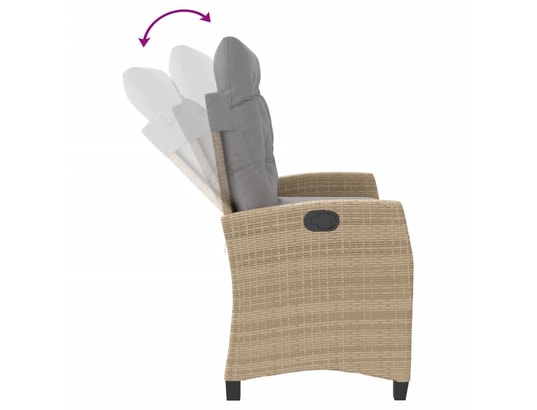 VIDAXL - Banc de jardin Banc inclinable de jardin avec coussins beige résine tressée