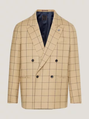 Blazer Slim Fit com Estampa Xadrez Janela