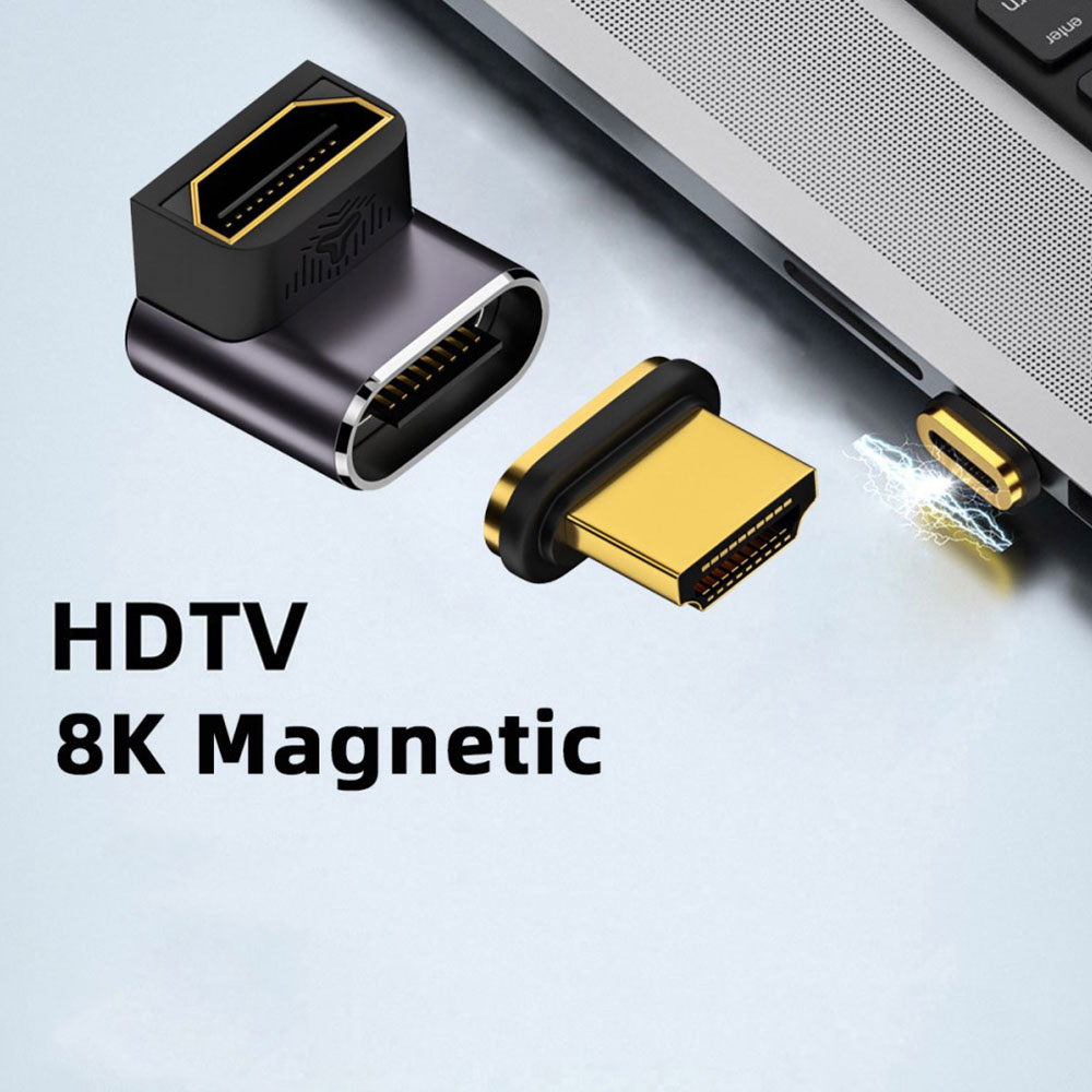 HDMI auf HDMI 8K@60Hz 90° Grad Winkel Adapter mit vergoldeten Kontakten - Grau