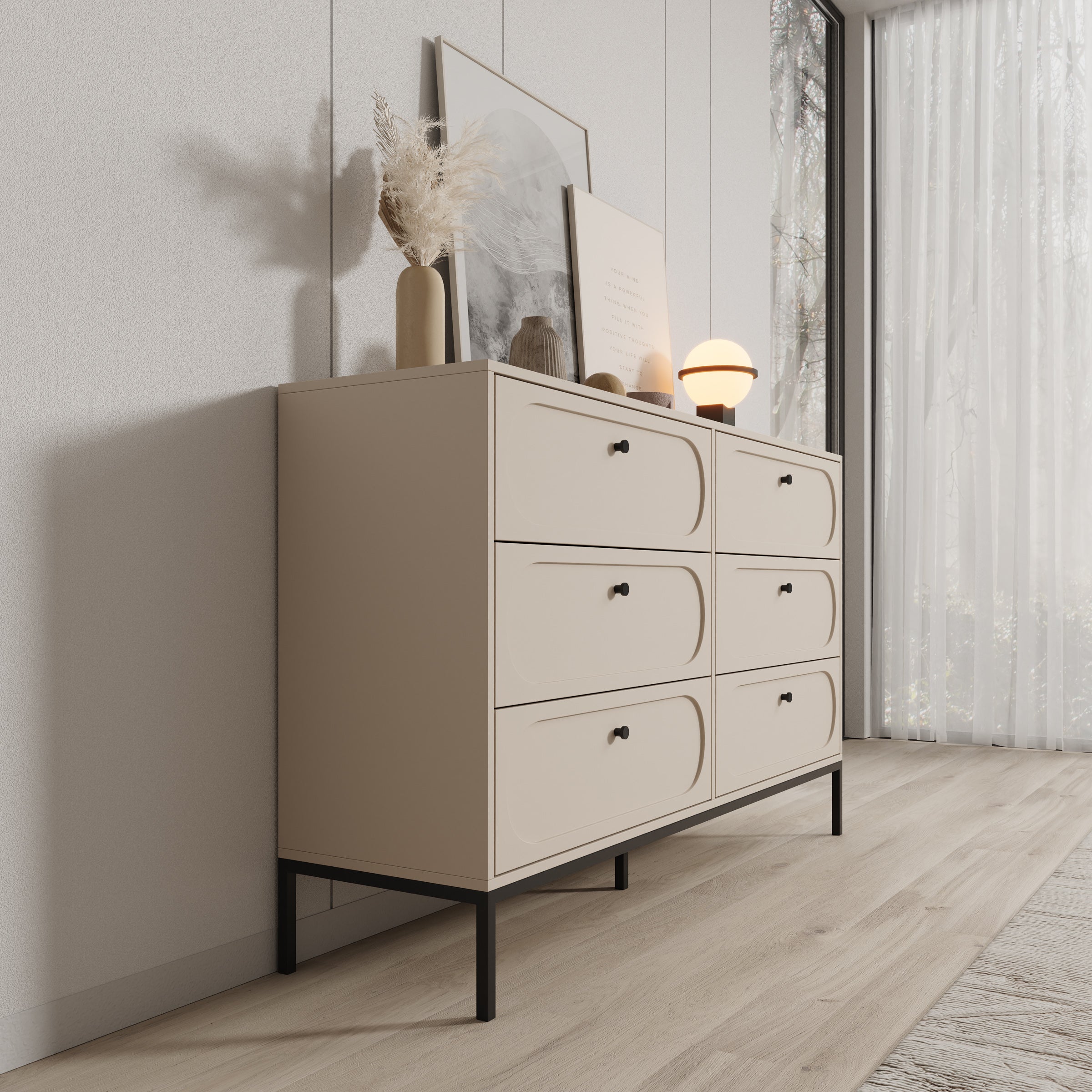 Montserrat - Ladekast 6 lades - Beige - 150x40x92 cm
