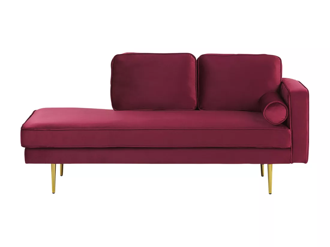 Chaise longue en velours rouge foncé côté droit MIRAMAS