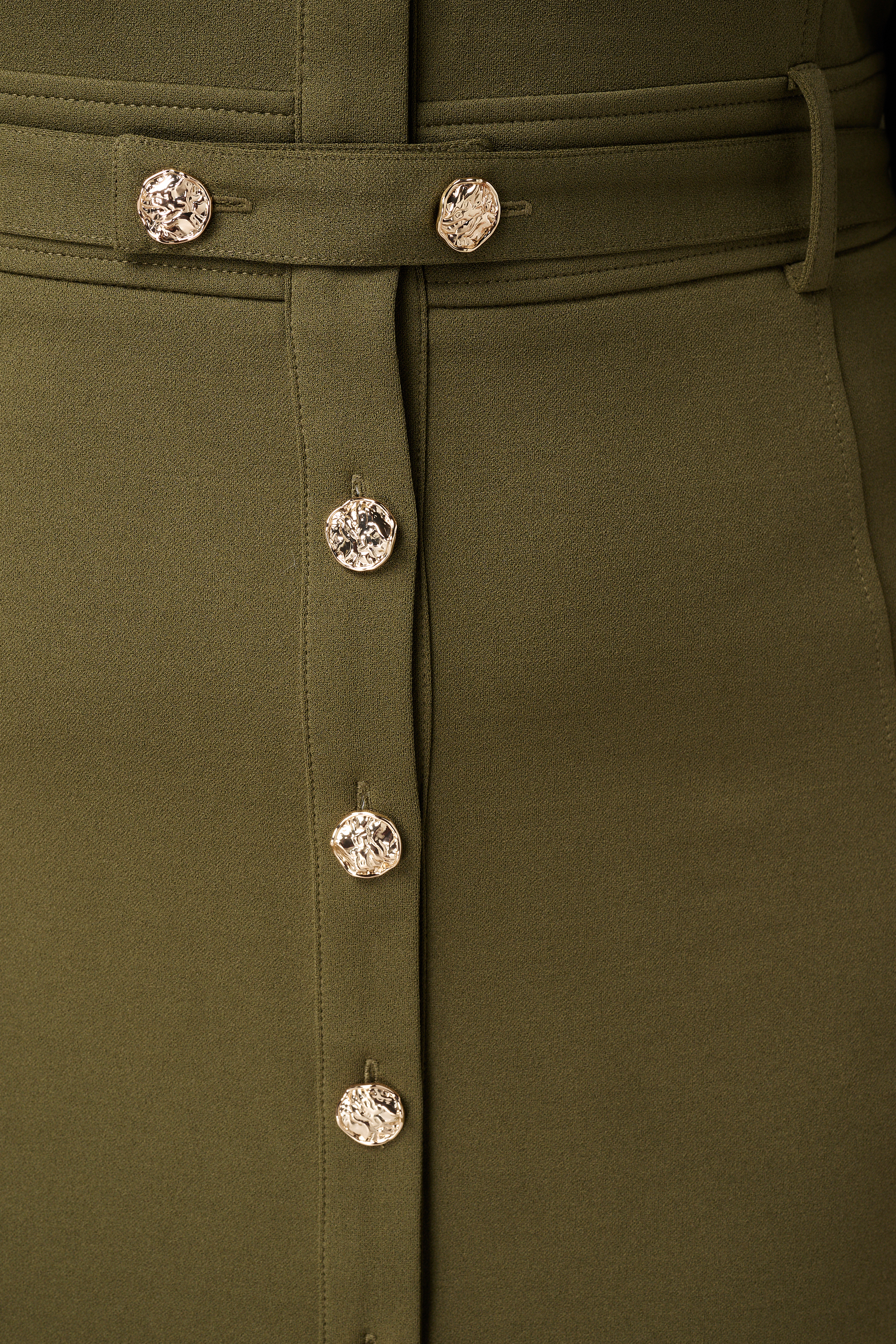 Jurk met sierknopen Khaki