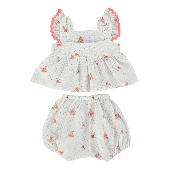 Bebe Organic Bloomer + Blouse Bia Fleurs | Blanc