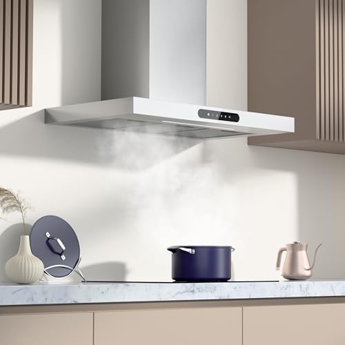 Ciarra Hotte Aspirante 90cm Silencieuse A    650m³/h   4 Vitesses et Boost   Commande Tactile et Wi Fi   Filtre à Charbon Inclus   Coins Arrondis   CBCB9102 P : Gros électroménager