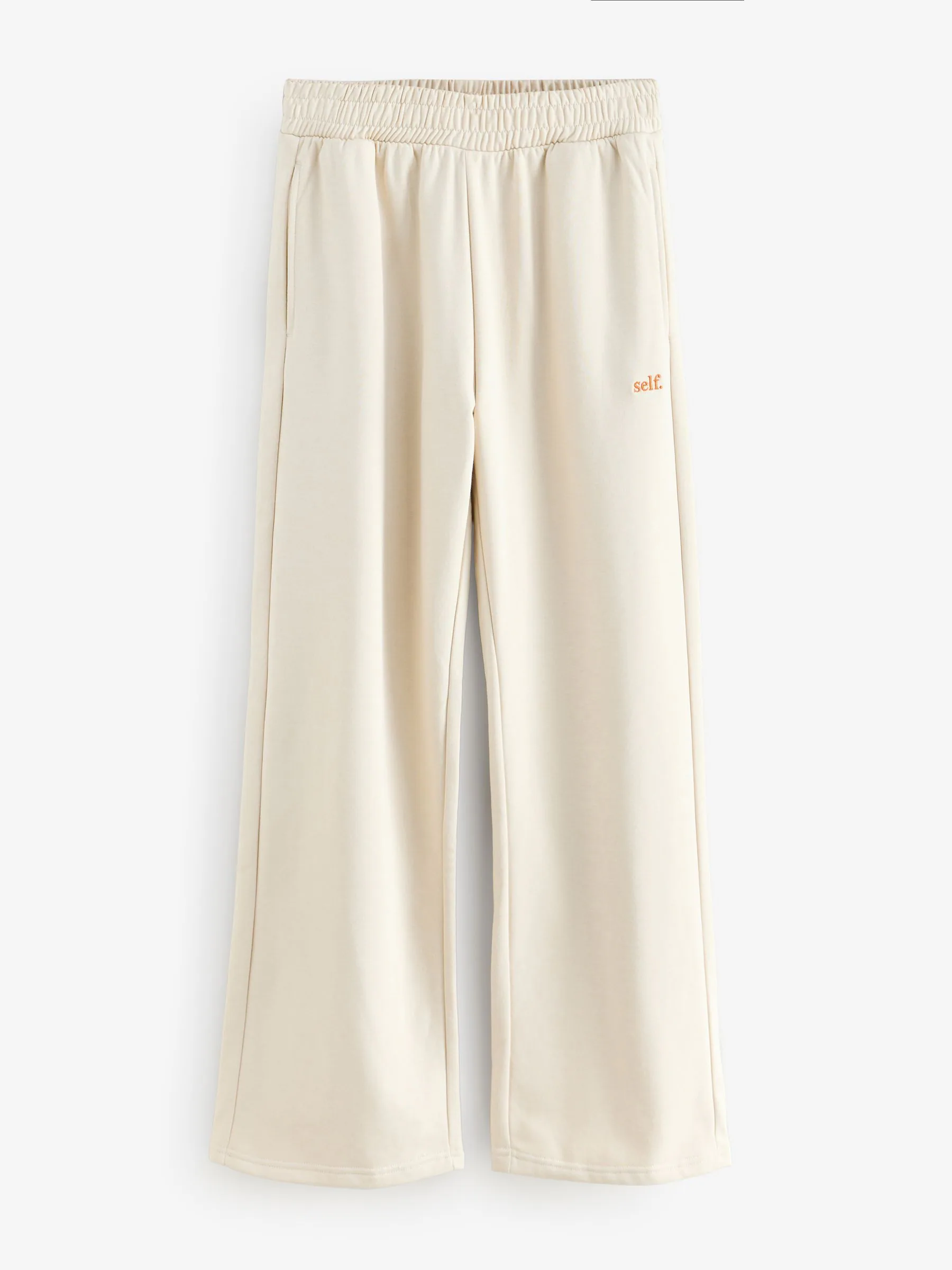 Pastelgeel - self. joggingbroek met wijde pijpen
