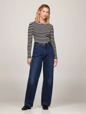 Camiseta listrada de manga comprida com corte slim