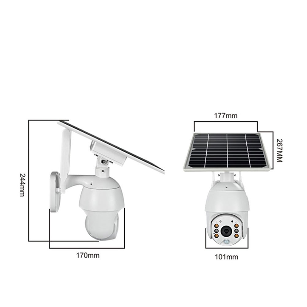Outdoor Solar IP FullHD 1080p WiFi PTZ Kamera mit LED's / PIR Sensor / Bewegungserkennung   App (iOS / Android) IP65 - Weiss