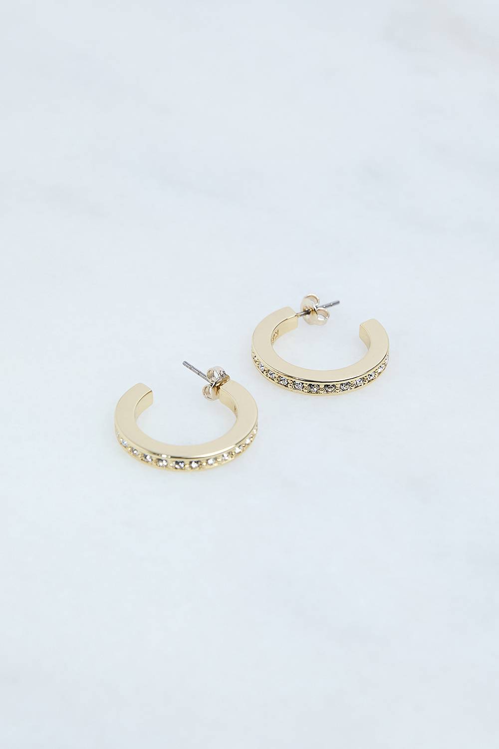 KarenMillen Boucles d'oreilles créoles petites en cristal européen façonné à la main
