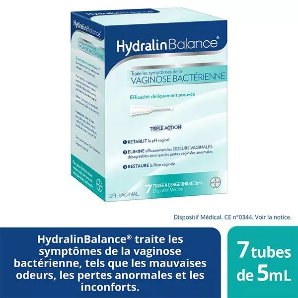 Gel vaginal Hydralin Balance Tripla Ação contra vaginose bacteriana - Embalagem com 2 x 7 tubos