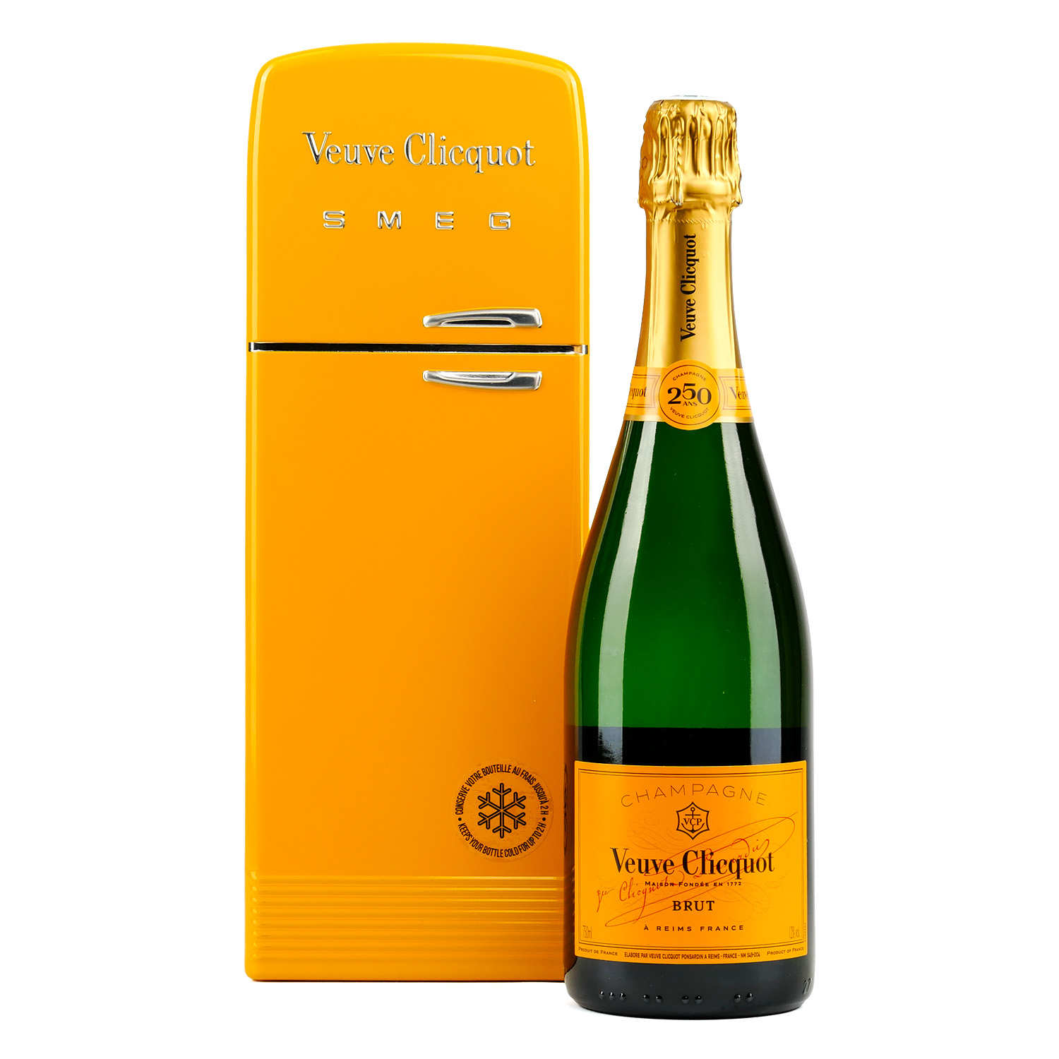 Champagne Veuve Clicquot en coffret Fridge Smeg édition limitée