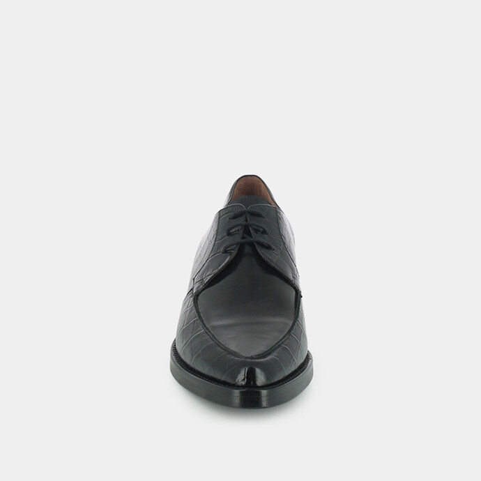 Derbies à lacets  en croco noir