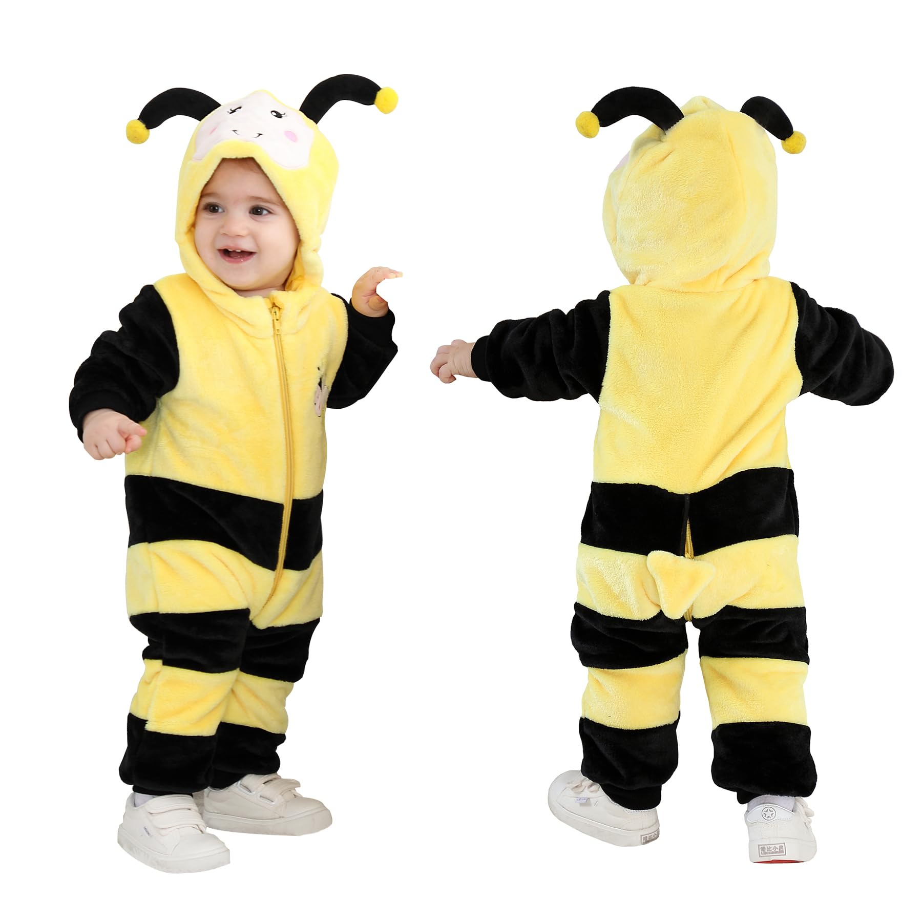 (85-90cm) Fasnachts Kinder Kostüm Bienen Plüsch Overall Verkleidung für Motto Partys / Halloween - Gelb / Schwarz