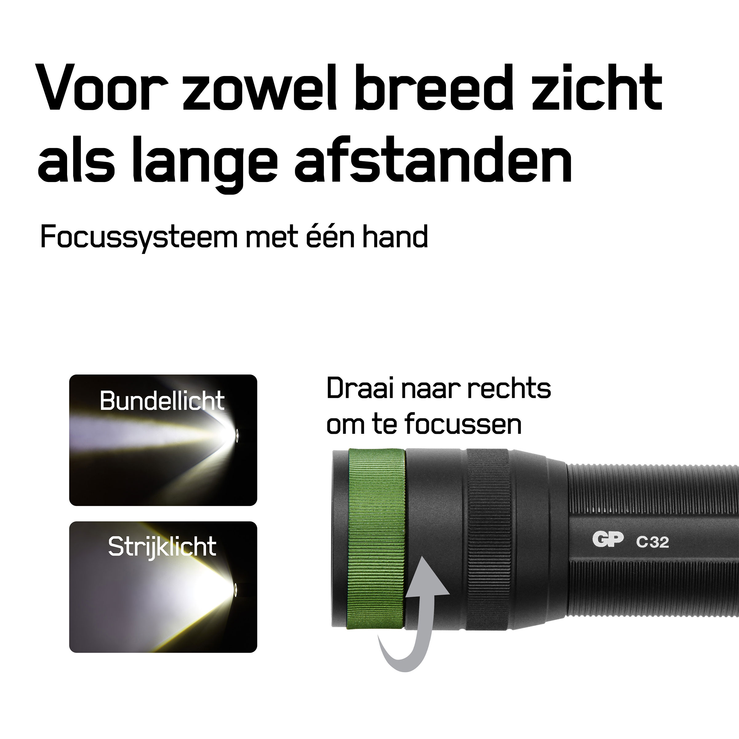 GP C32 300 lumen zaklamp - Black