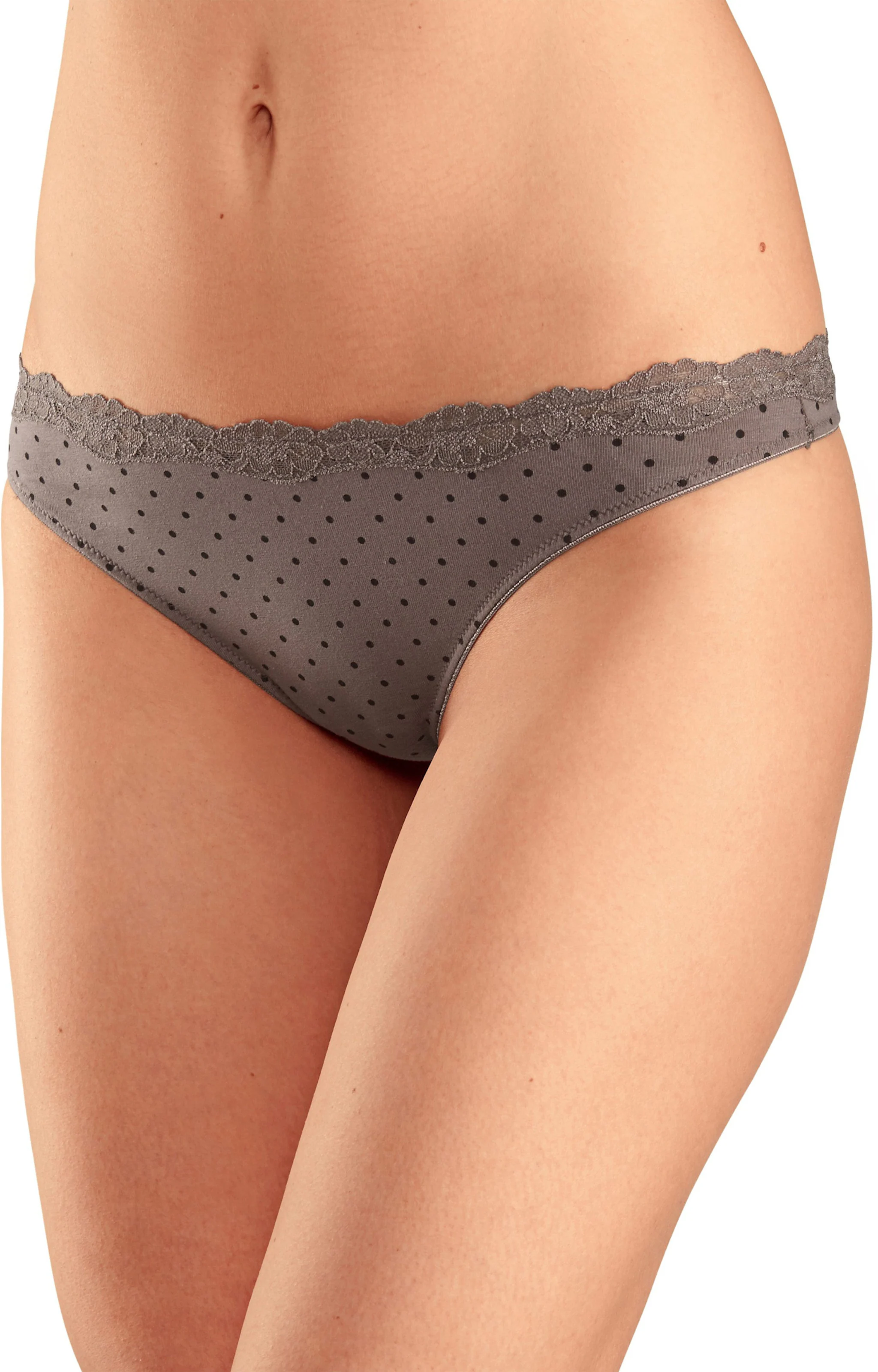 LASCANA String in taupe-uni, gepunktet-gestreift, gestreift