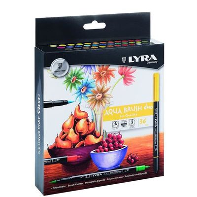 Lyra Aqua Brush Duo - 36 Feutres pinceaux double pointe - couleurs assorties