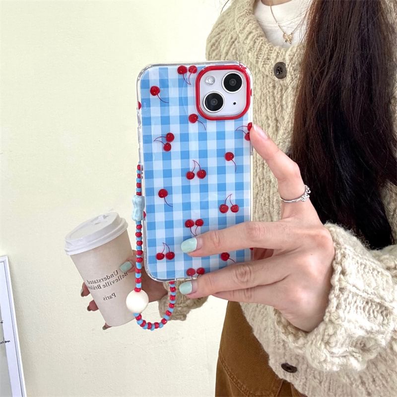 Elliure - Cherry Plaid telefoonhoesje / bandje / set - iPhone 16 Pro Max / 16 Pro / 16 Plus / 16 / 15 Pro Max / 15 Pro / 15 Plus / 15 / 14 Pro Max / 14 Pro / 14 Plus / 14 / 13 Pro Max / 13 Pro / 13 / 13 Mini