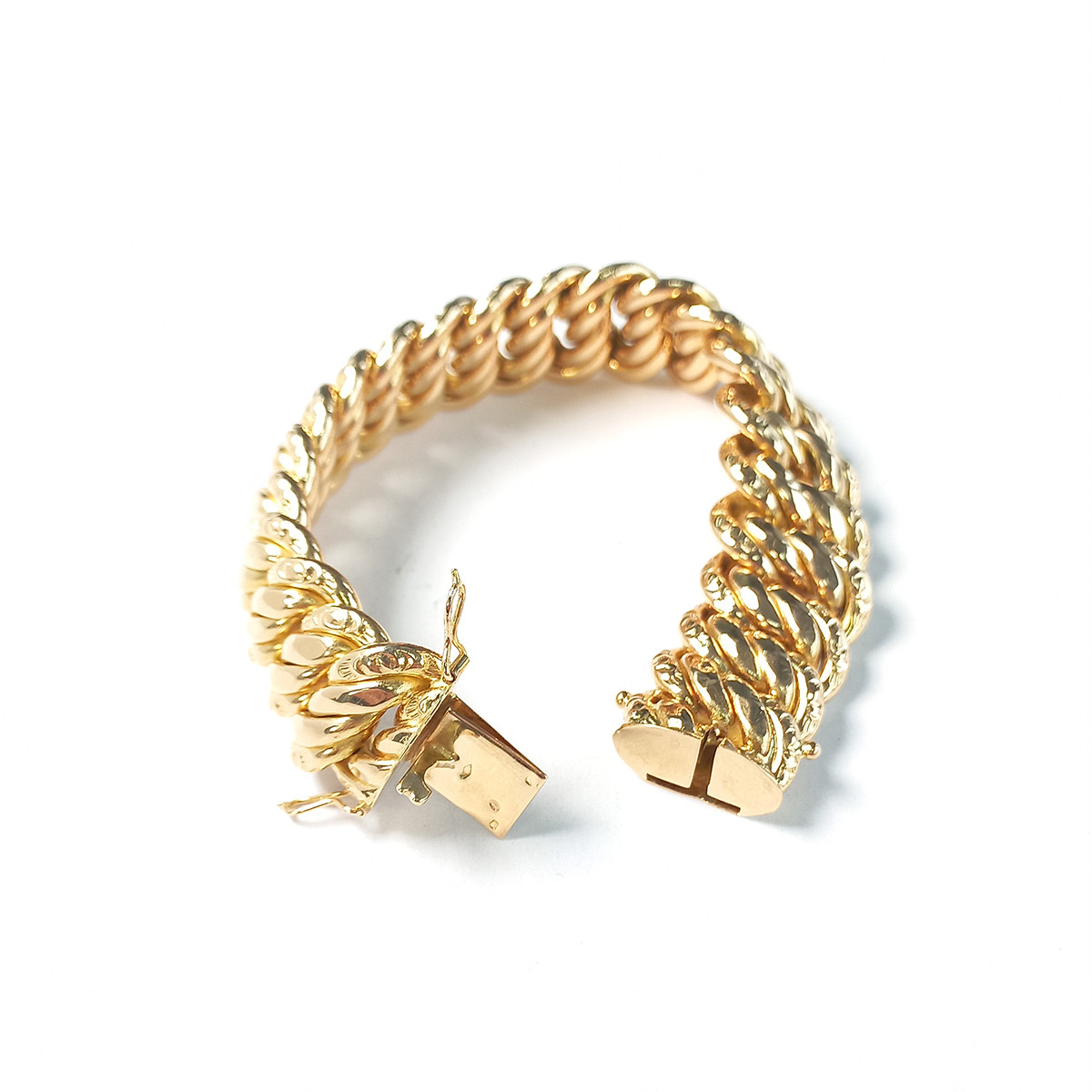 Bracelet d'occasion or 750 jaune maille américaine 18,5 cm