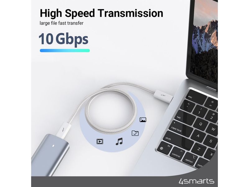 4smarts USB 3.1-Kabel PremiumCord 240W USB C - USB C 1.5 m USB-C Kabel PremiumCord 240W 1.5m weiss, Case Friendly