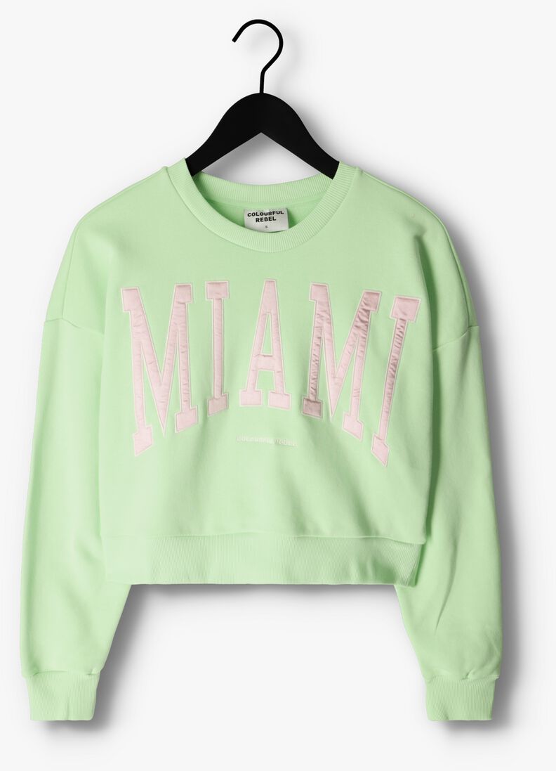 COLOURFUL REBEL lime colourful rebel trui miami patch cropped sweat