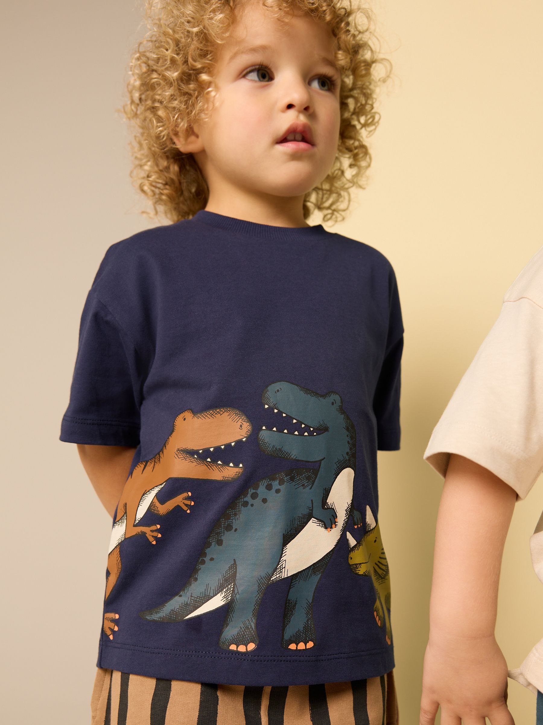 Marineblauw/kiezelkleurig - Set van 2 T-shirts met korte mouwen en shorts (3 mnd - 7 jr) (3 mnd - 7 jr)