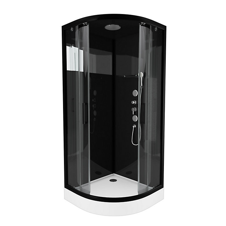 Cabine de douche circulaire noir Galedo Mirror 2 90 x 90 cm