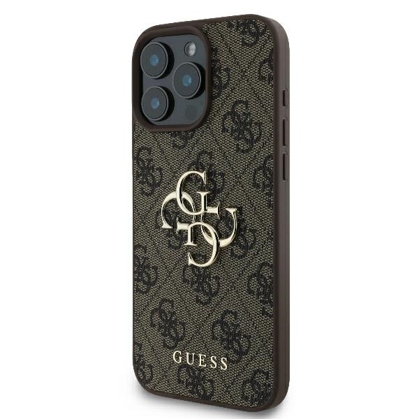 iPhone 16 Pro Max Leder Hardcase Hülle 4G Big Metal Logo (GUHCP16X4GMGBR) - Braun