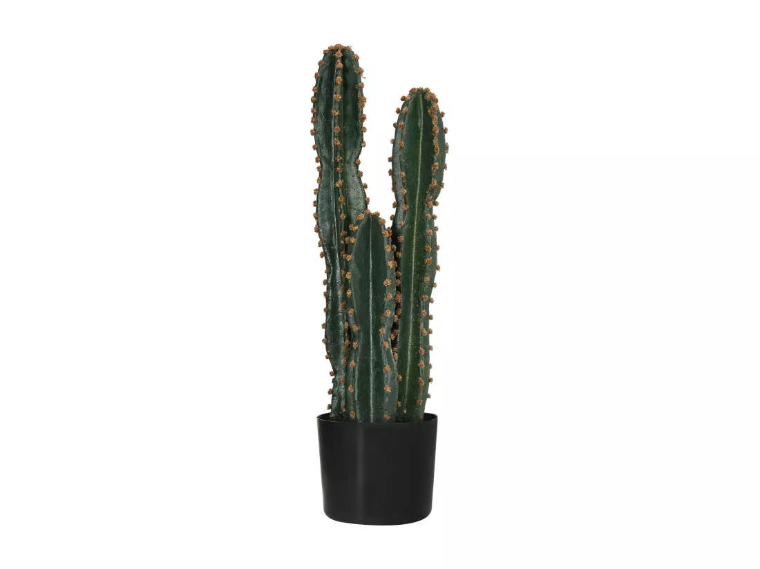 Cactus artificiel grand réalisme 3 pieds dim. Ø 17 x 60H cm pot inclus vert