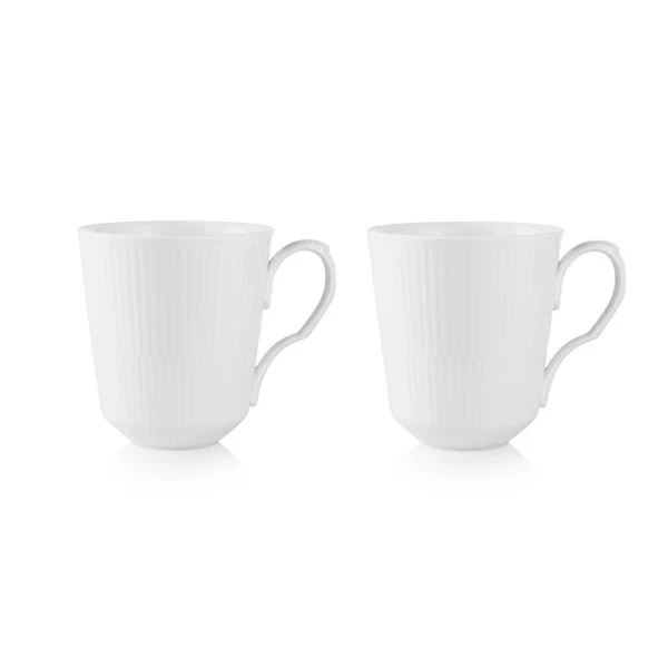 Royal Copenhagen  Hvid Riflet krus, 37 cl. - 2 stk.