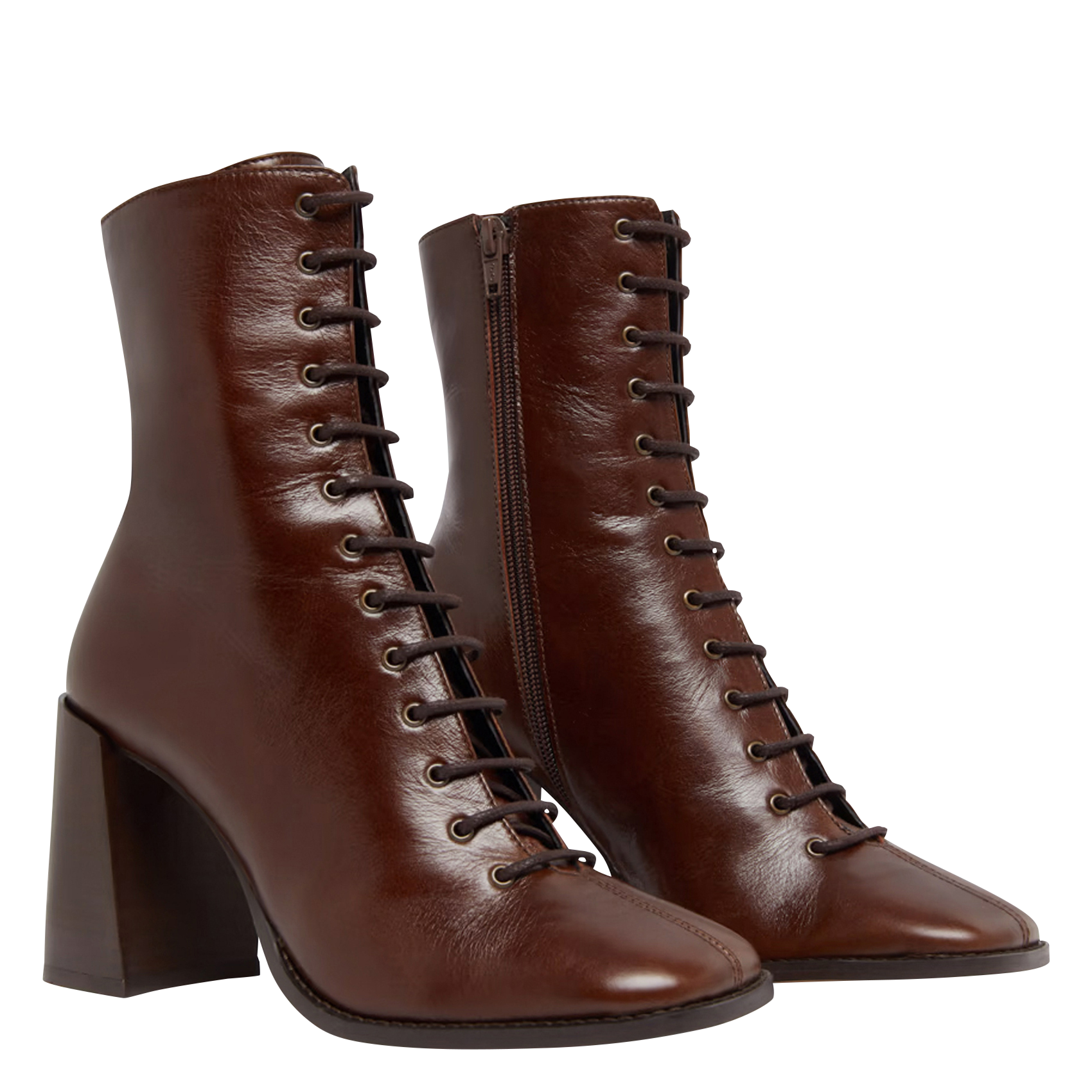 VANDELLE - Bottines lacets à talon | Marron