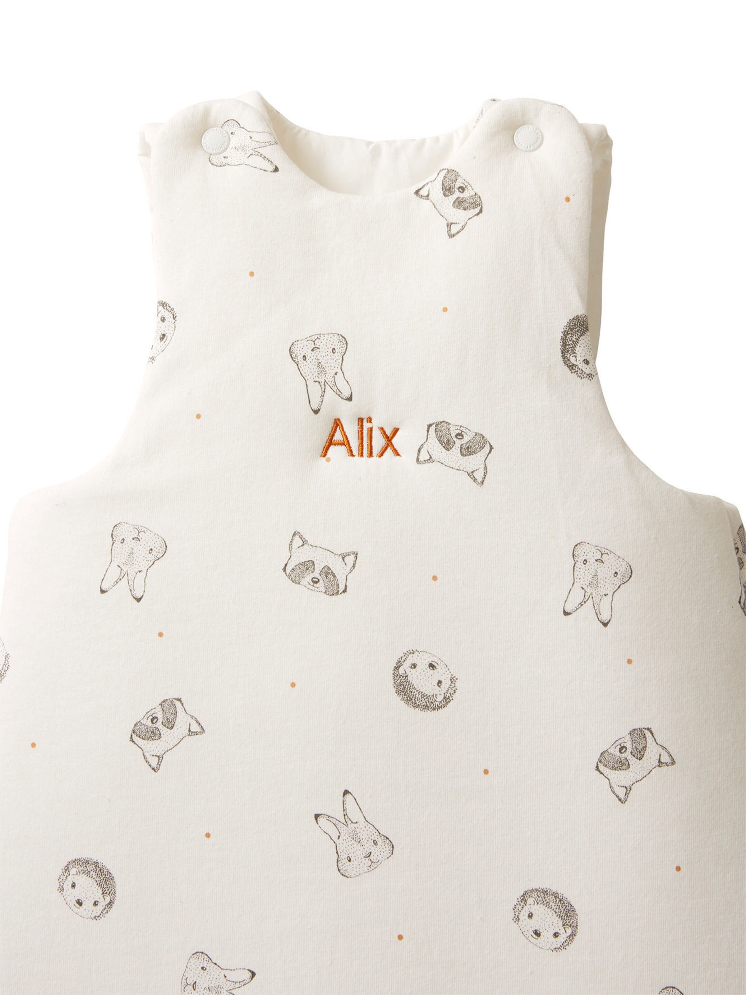 Vertbaudet Bio-Kollektion: Ärmelloser Baby Schlafsack KLEINE FREUNDE wollweiß bedruckt