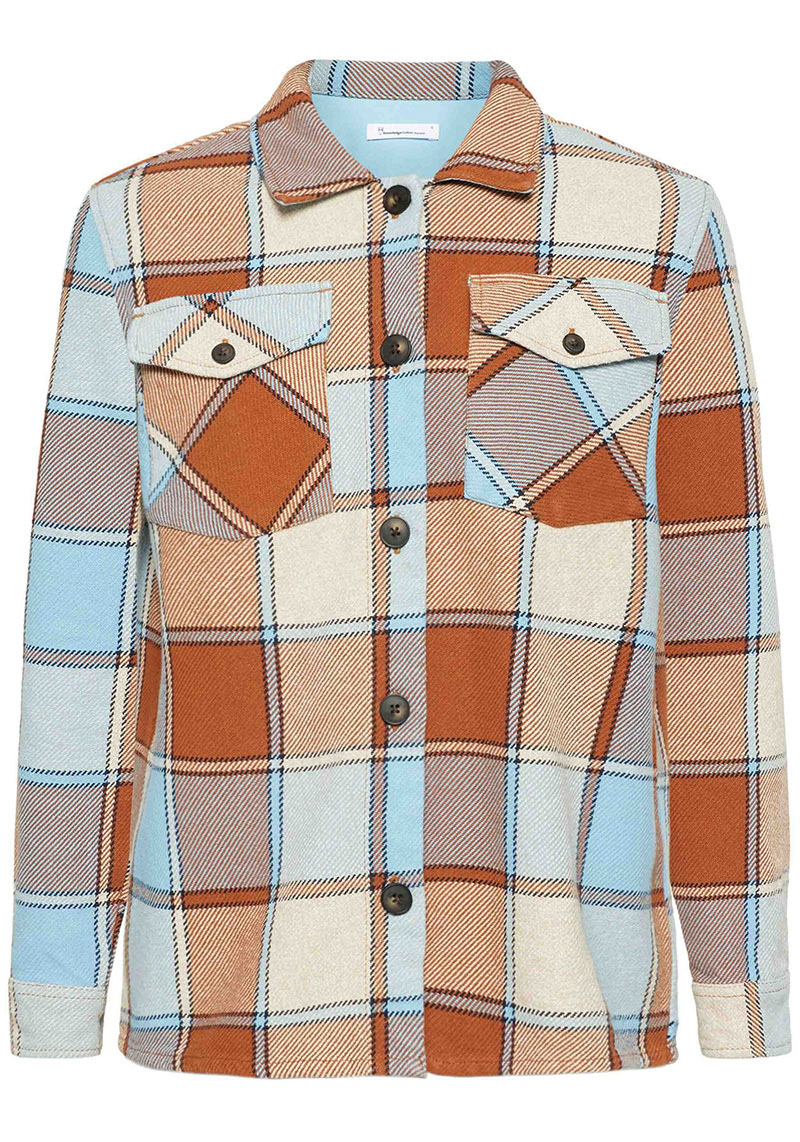 Knowledge Cotton Apparel Overshirt Classic Checked Beige Check