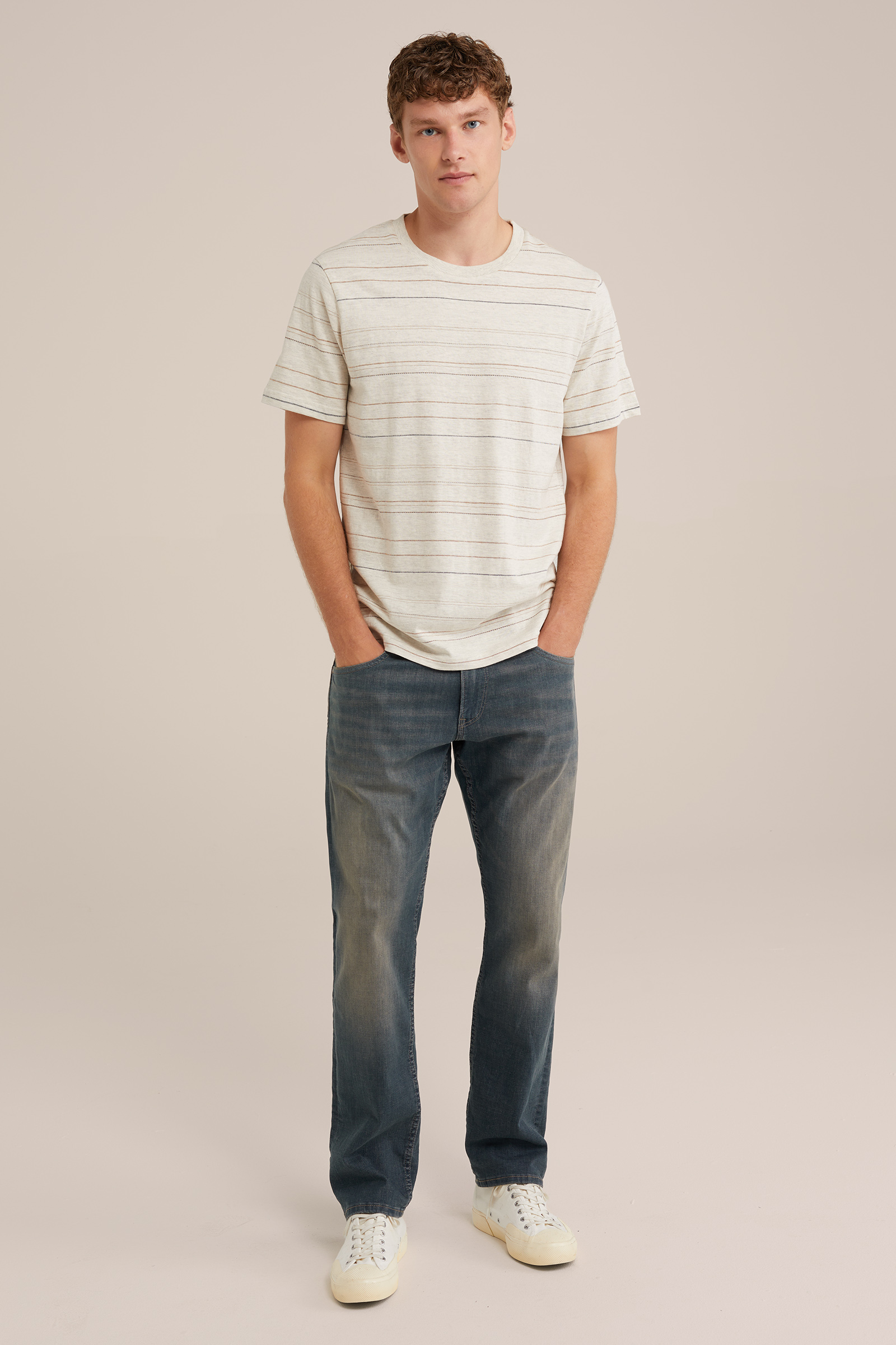 T-shirt met dessin WE Fashion Beige