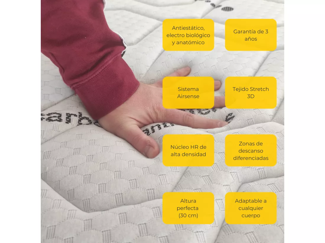 Matelas Mousse à mémoire de forme 135x190cm |30 cm d'épaisseur | Haute fermeté | Anti stress, Parfait soutien