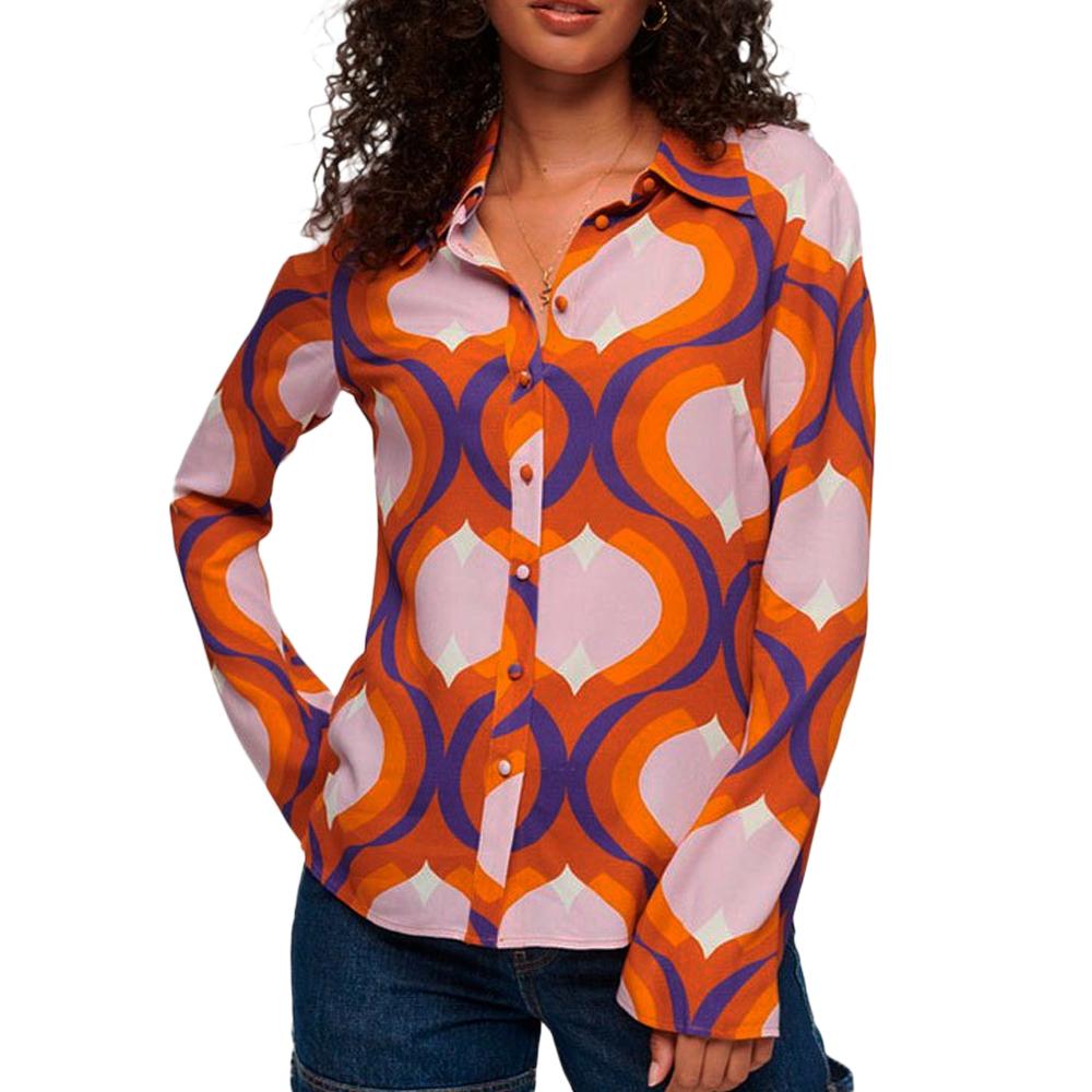 Superdry Chemise Orange/Rose à Motifs Femme Superdry 70s Print