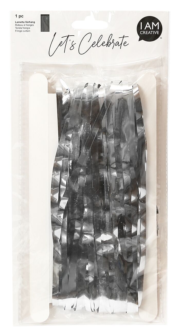 CINDY Lametta Vorhang - Silber / B: 90.0 cm x T: 2.4 m