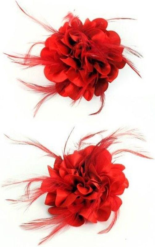 Bloemcorsage - Veertjes - Speld - Voor Kleding of Hoed
