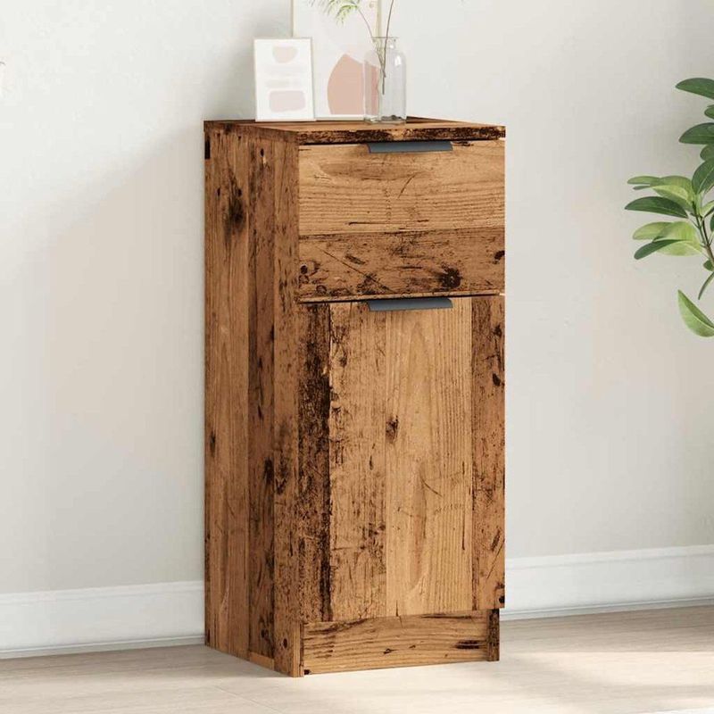 vidaXL - Dressoir - Oud Houtkleurig - Bewerkt Hout - 2 Vakken 1 Lade