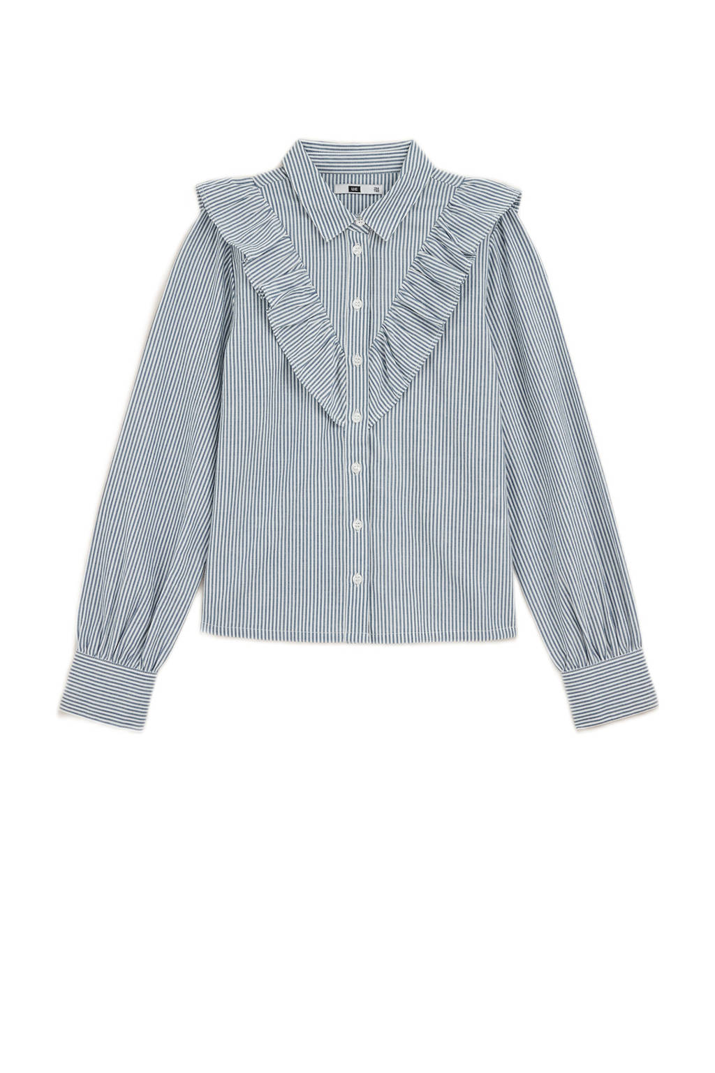 WE Fashion gestreepte blouse wit/blauw
