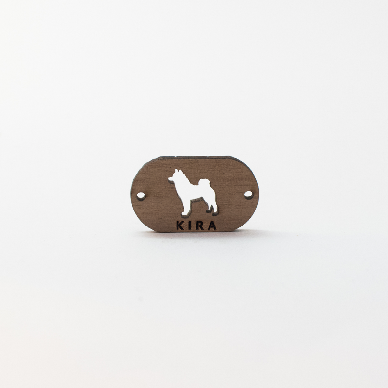 Pulseira de madeira personalizável Akita/Shiba Inu, azul