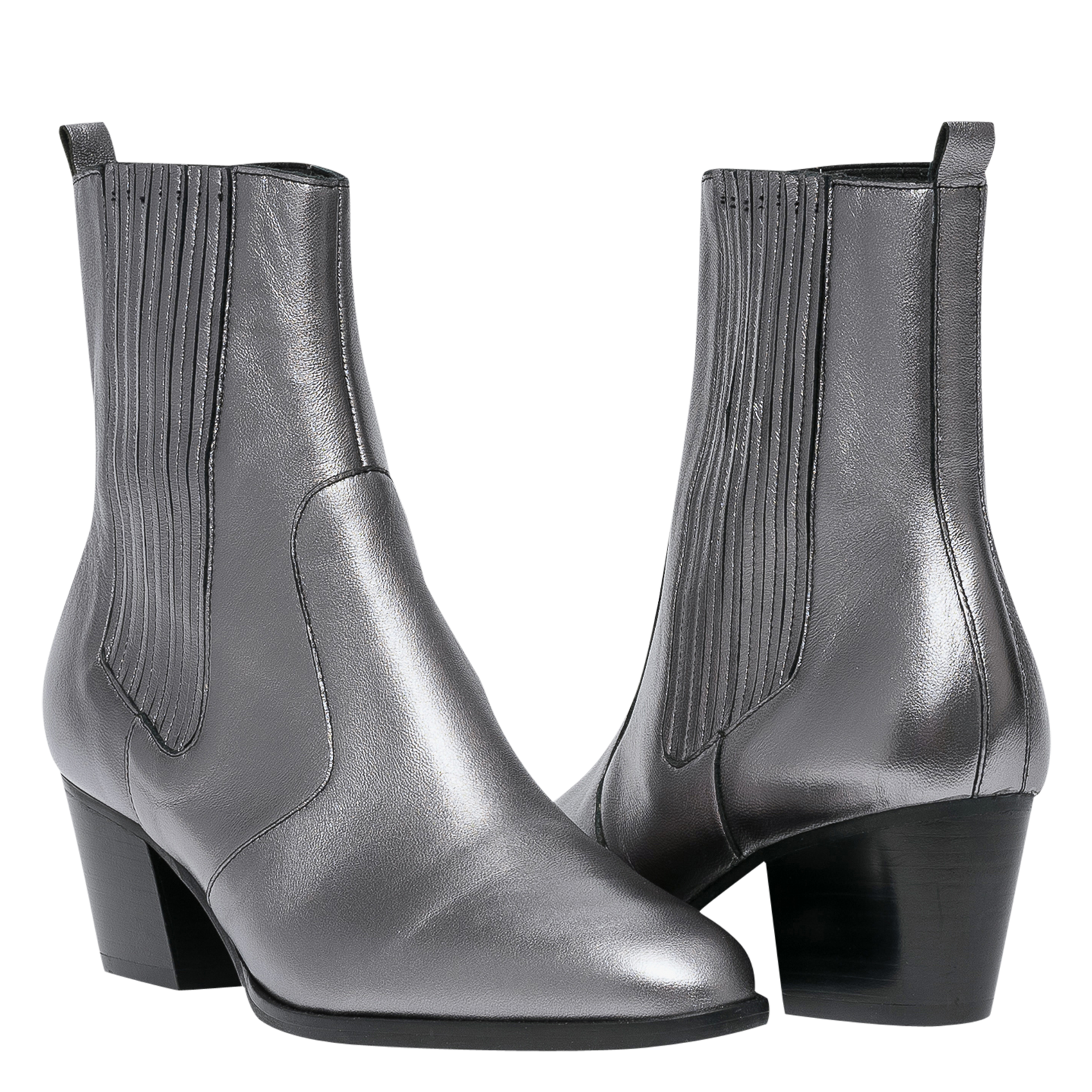 MIMI - Boots en cuir métallisé | Argent