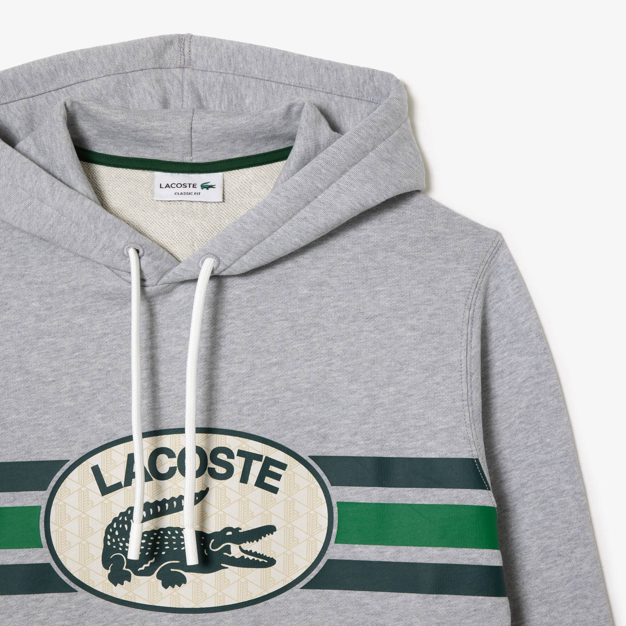 Sweatshirt à capuche loose fit imprimé monogramme Sweatshirts - Gris - Lacoste - Homme