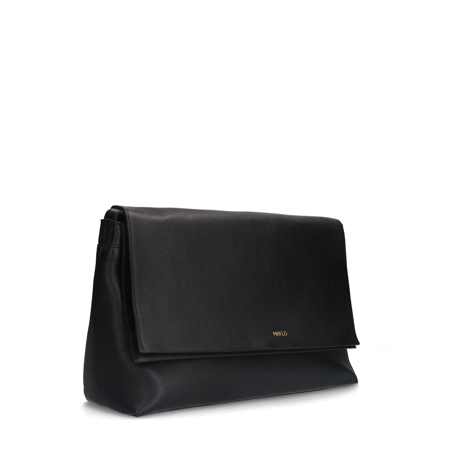 Zwarte leren schoudertas met flap