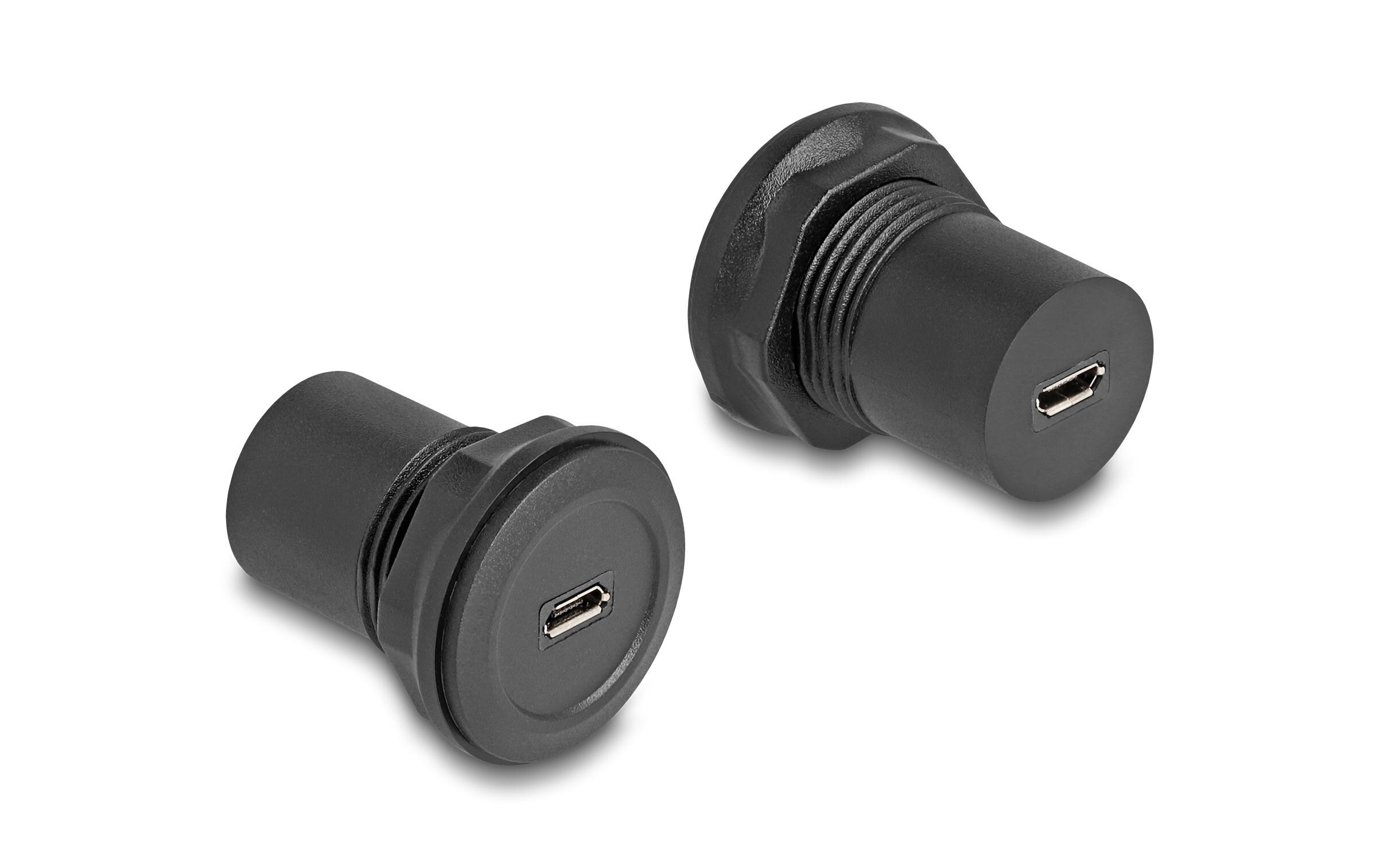 USB 2.0 Adapter USB-MicroB Buchse - USB-MicroB BuchseDelock USB 2.0 Typ Micro-B zu USB 2.0 Typ Micro-B Einbaubuchse schwarz