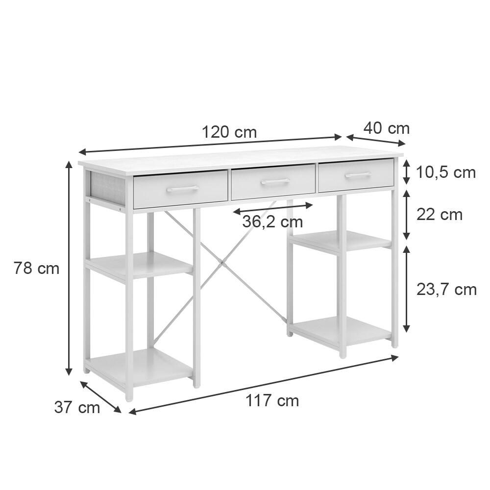 Vicco Schminktisch Chino Weiß 120 cm mit 3 Schubladen