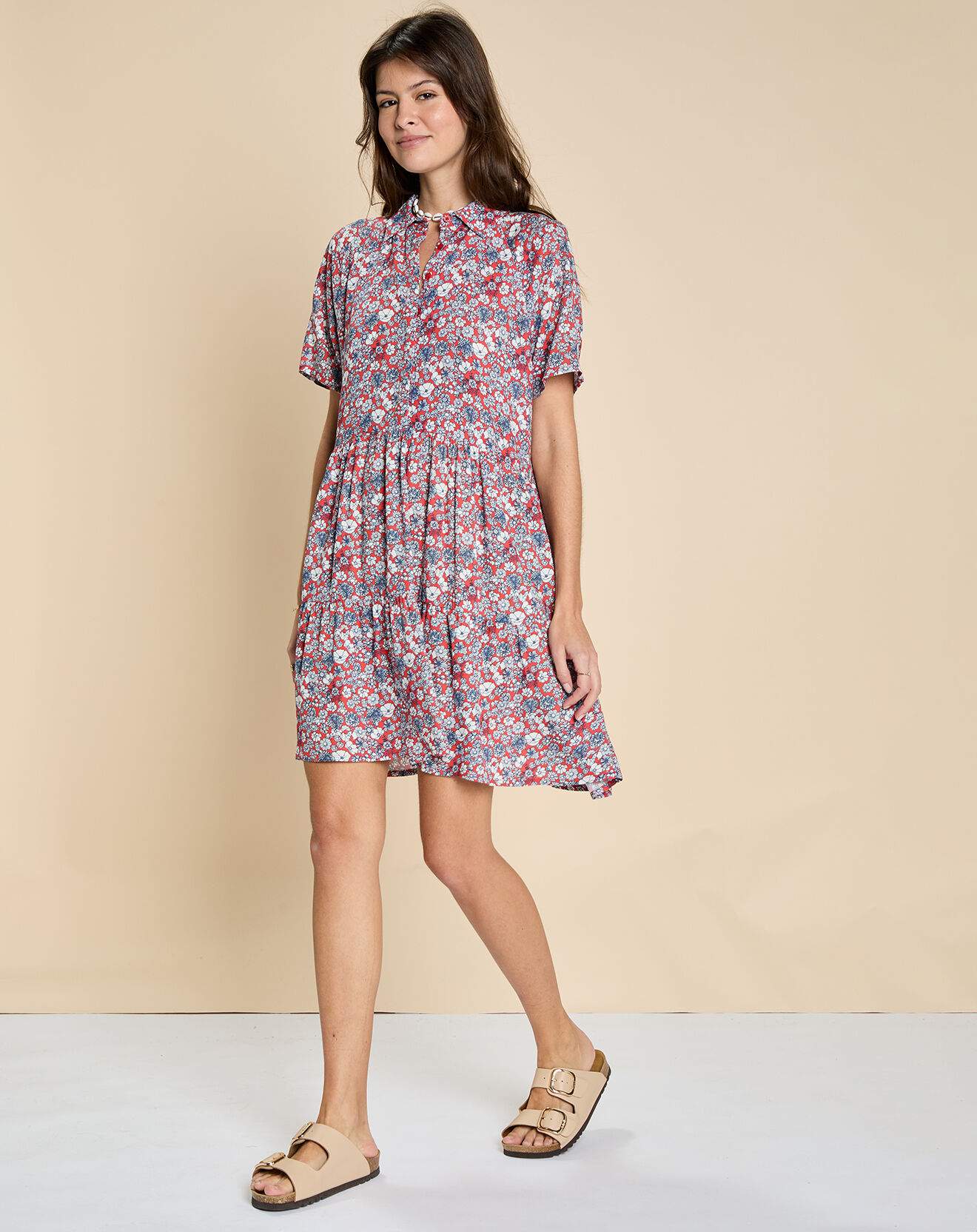 Harris Wilson Robe Even imprimée marguerite vermillon